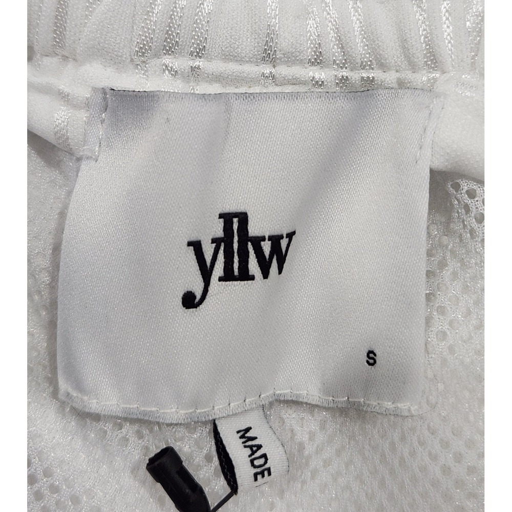Yllw White Tearaway Snap Button Track Pants Green Red Stripe Wide Leg Small - Picture 9 of 11